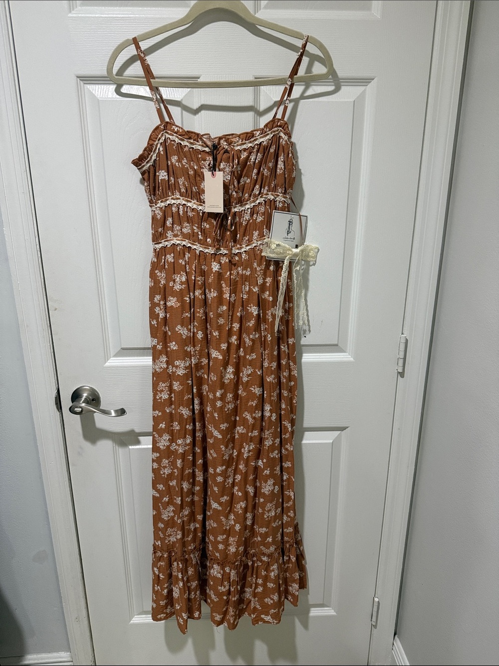 Sincerely Jules Rust Floral Smocked Maxi Dress